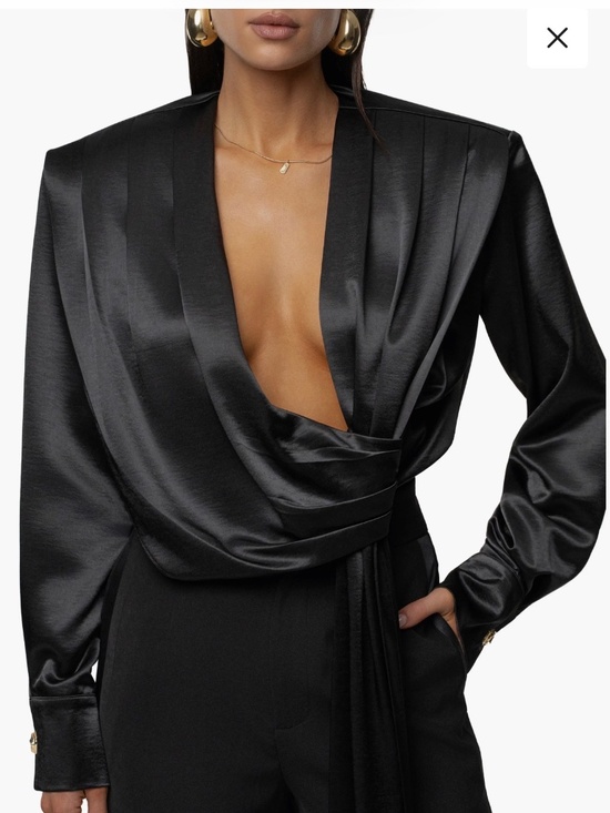 JLUXLABEL Tops - Jluxlabel- Black Statement Draped Satin Top